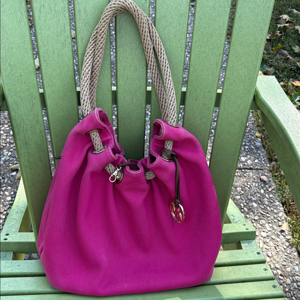 Michael Kors Marina  Large Canvas Drawstring Tote
